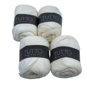 Filatura Di Crosa Tutto Super Fine Wool 18 Micron Yarn Color 103 Ivory 4 Skeins